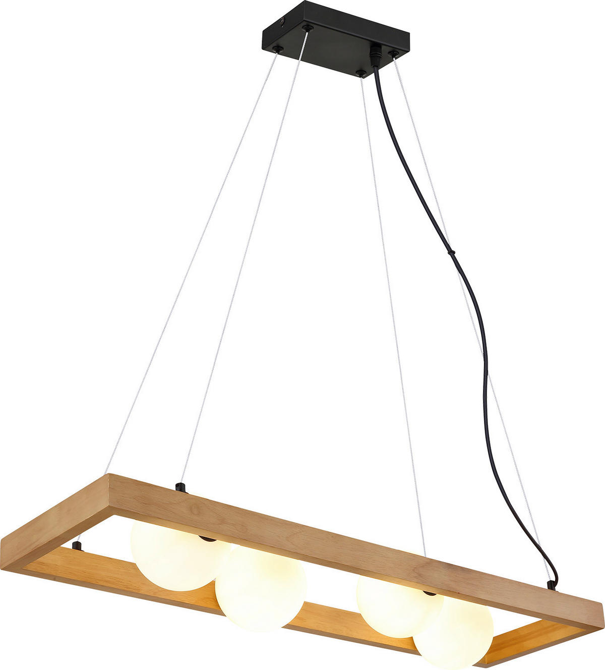 HÄNGELEUCHTE 84/24/150 cm  - Schwarz/Braun, Natur, Glas/Holz (84/24/150cm)