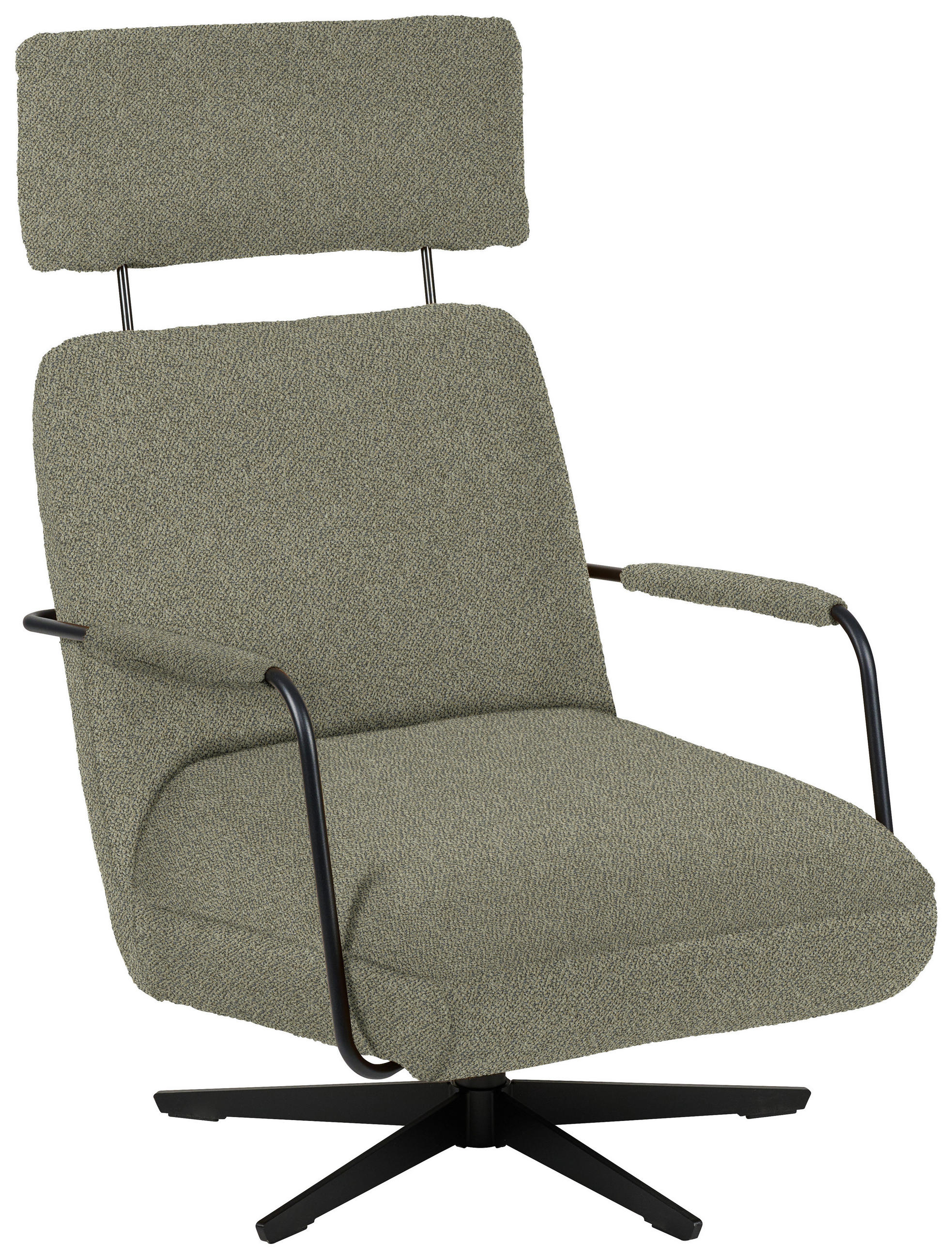 SESSEL in Flachgewebe, Bouclé Greige  - Greige/Schwarz, Design, Textil/Metall (71/103/91cm) - Koinor