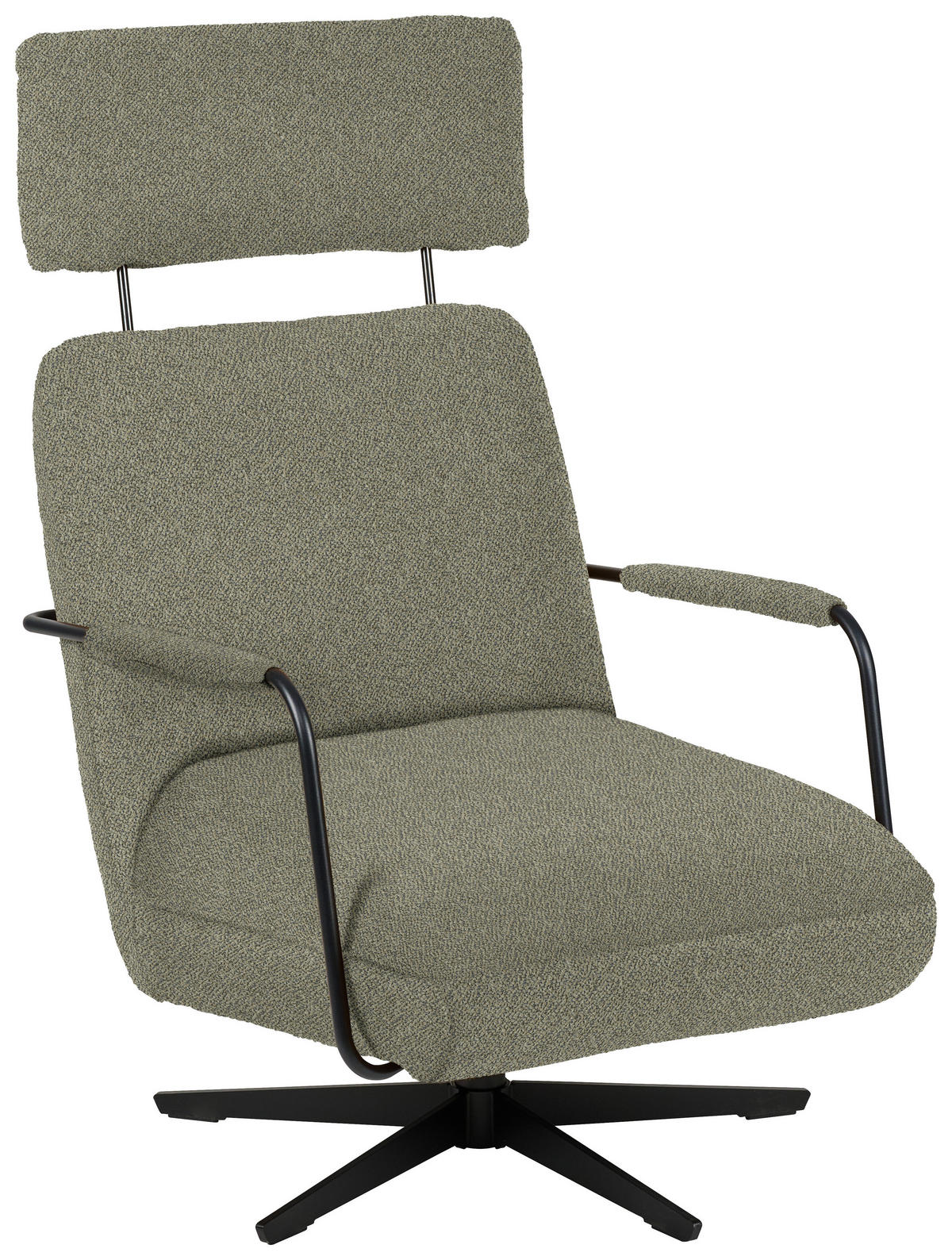 SESSEL in Flachgewebe, Bouclé Greige  - Greige/Schwarz, Design, Textil/Metall (71/103/91cm) - Koinor