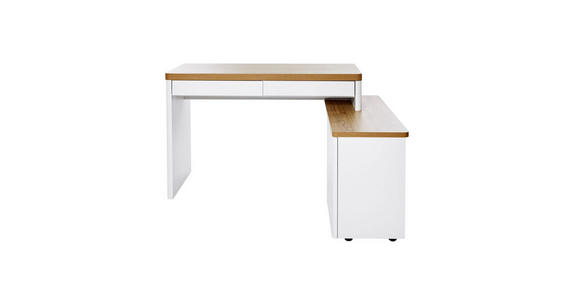 ECKSCHREIBTISCH 140/118/76 cm  in Weiß, Eichefarben  - Eichefarben/Weiß, KONVENTIONELL, Holzwerkstoff (140/118/76cm) - Venda