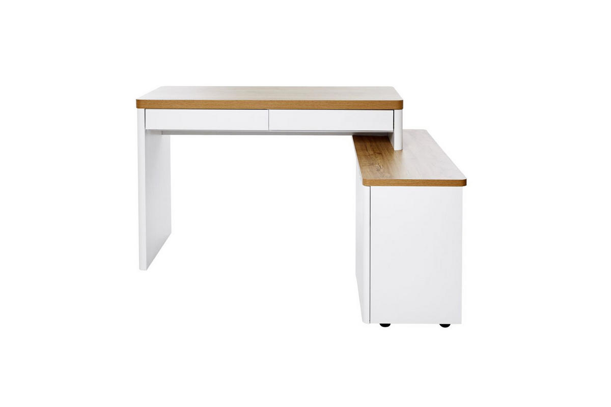 ECKSCHREIBTISCH 140/118/76 cm  in Weiß, Eichefarben  - Eichefarben/Weiß, KONVENTIONELL, Holzwerkstoff (140/118/76cm)