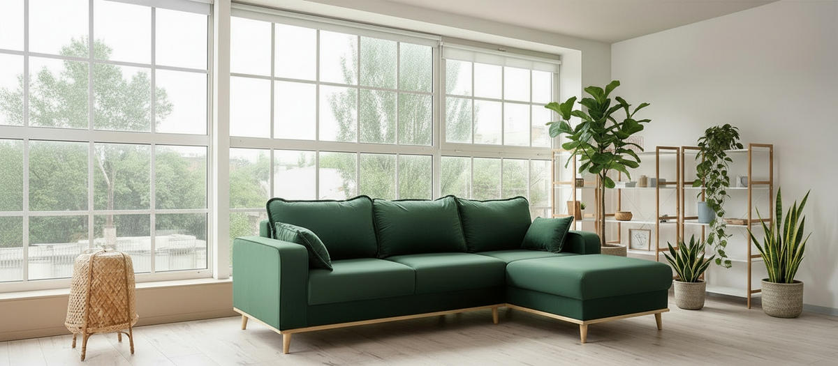 ECKSOFA Mikrofaser Grün  - Wengefarben/Grün, Design, Holz/Textil (230/150cm) - Livetastic