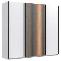 GARDEROB MED SKJUTDÖRRAR 250/218/65 cm 3-dörrar - vit/grafitfärgad, Klassisk, metall/trämaterial (250/218/65cm) - Carryhome