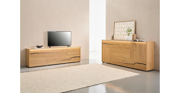 SIDEBOARD  200/89/40 cm 2 Schublade(n)  - Eichefarben/Schwarz, KONVENTIONELL, Holzwerkstoff (200/89/40cm) - Xora
