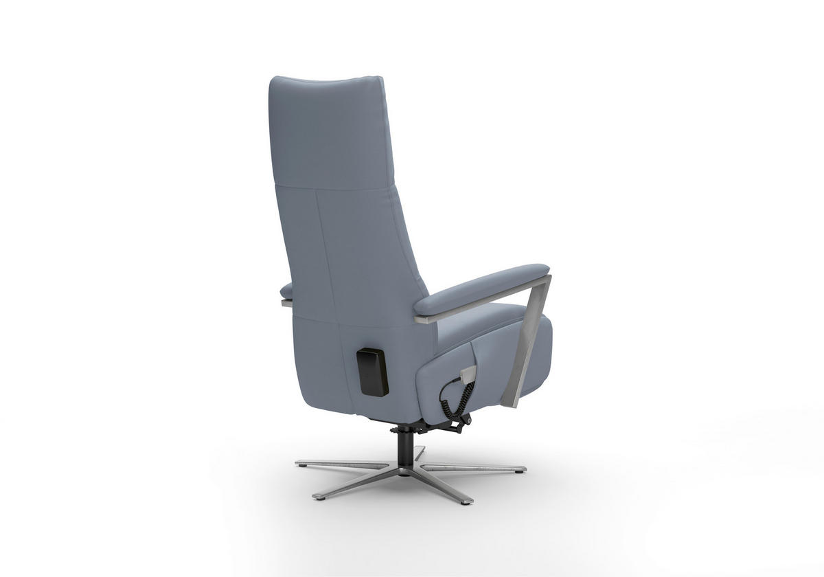 RELAXSESSEL TV VARIO COMFORT E L3 Echtleder Kopfteilverstellung, Rücken echt    - Graublau/Silberfarben, Basics, Leder/Metall (70/128/85cm) - Sit & More