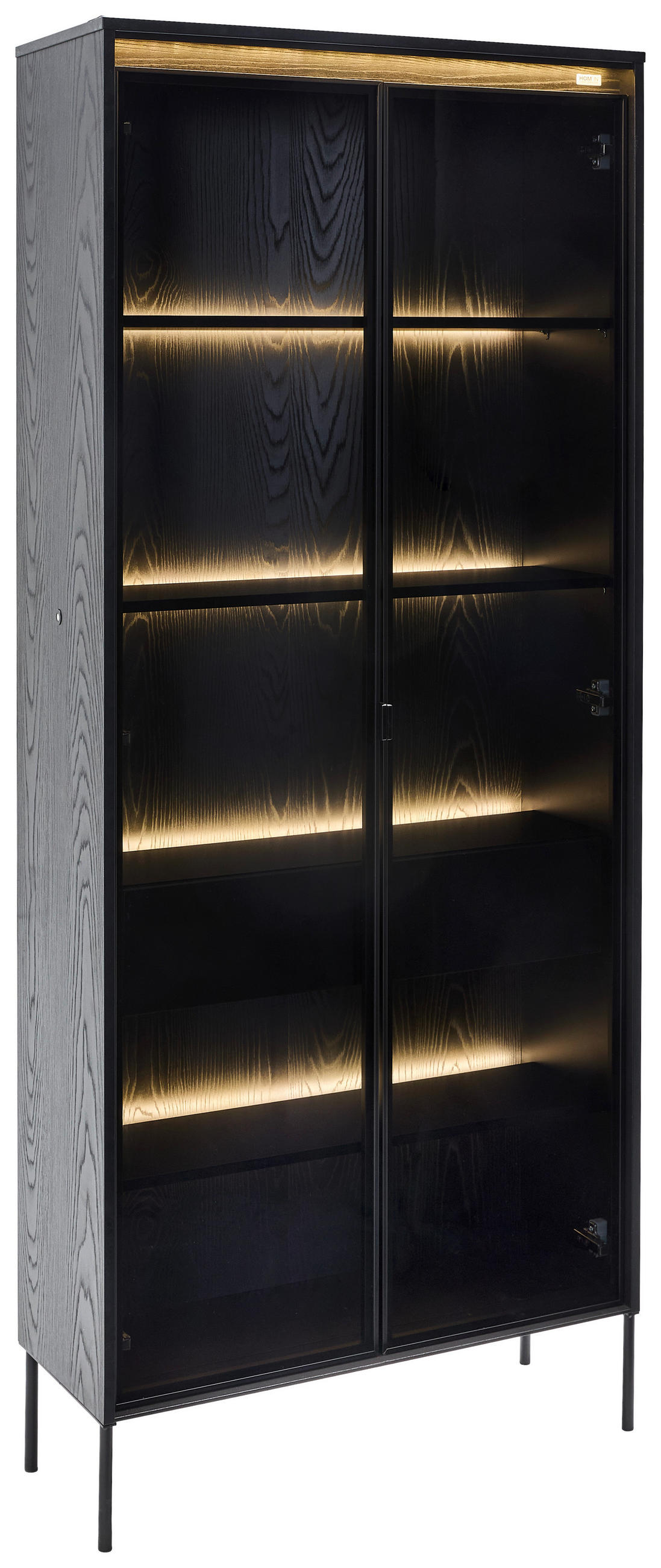 VITRINE in Schwarz  - Schwarz, Design, Glas/Holzwerkstoff (86/204/34cm) - Hom`in