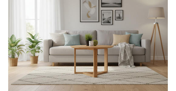 COUCHTISCH Wildeiche massiv 65/65/45 cm rund Wildeiche  - Wildeiche, Design, Holz (65/65/45cm) - Linea Natura