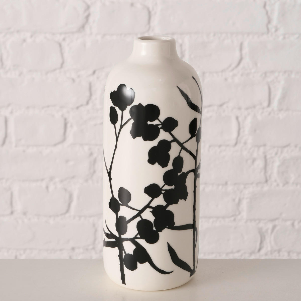 VASE  - Schwarz/Weiß, Trend, Keramik (7,5/18cm)