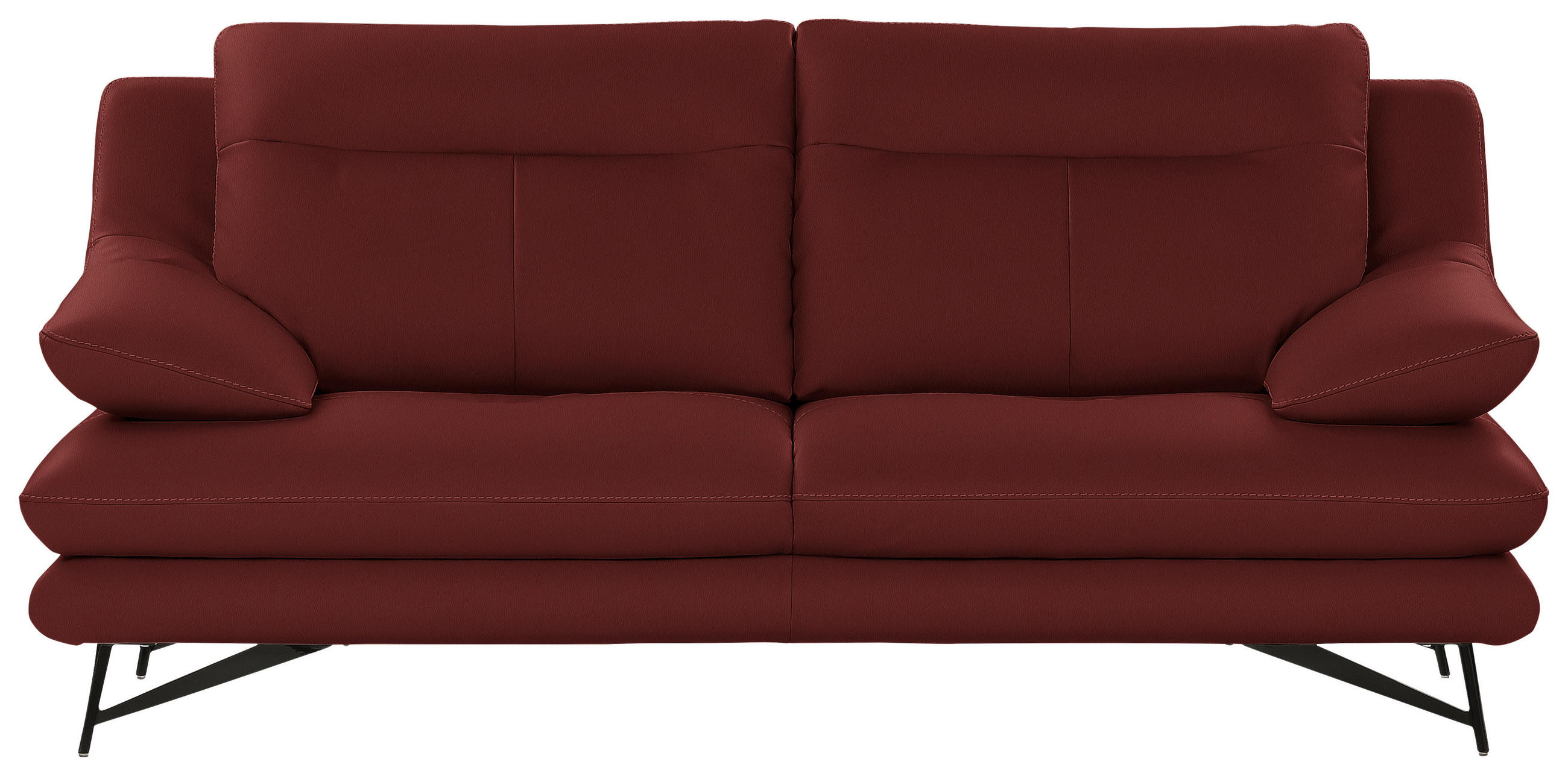 3-SITZER-SOFA in Leder Rot  - Rot, Design, Leder/Metall (215/90/109cm)