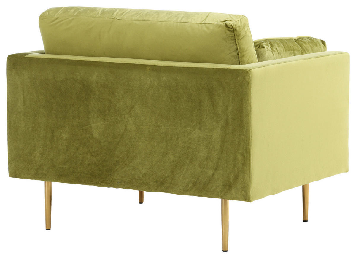 SESSEL in Velours Grün, Goldfarben  - Goldfarben/Grün, Design, Textil/Metall (110/84/86cm) - Livetastic
