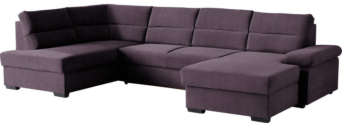 WOHNLANDSCHAFT in Webstoff Violett  - Dunkelbraun/Violett, Konventionell, Kunststoff/Textil (183/319/166cm) - Cantus