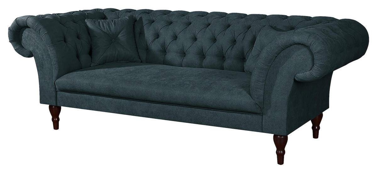 3-SITZER-SOFA Mikrofaser Dunkelgrau  - Dunkelgrau/Braun, Design, Holz/Textil (232/79/97cm) - Livetastic