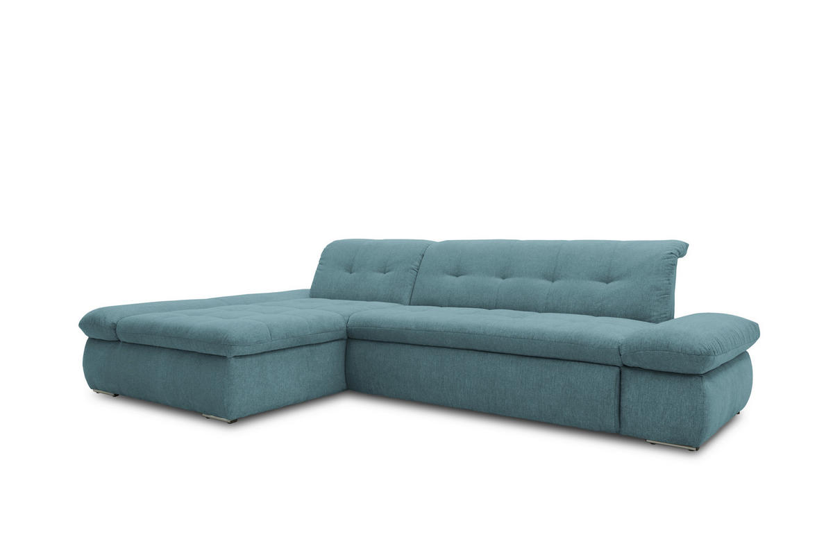 ECKSOFA Petrol Mikrofaser  - Chromfarben/Petrol, KONVENTIONELL, Textil/Metall (172/300cm) - MID.YOU