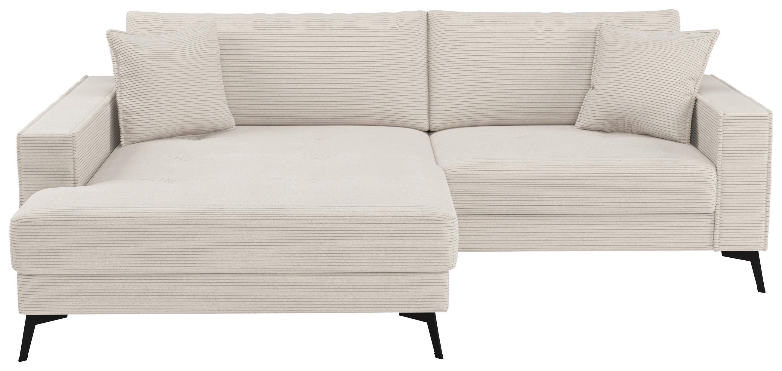 ECKSOFA TED Beige Cord Zierkissen  - Beige/Schwarz, Trend, Textil/Metall (174/228cm) - P & B