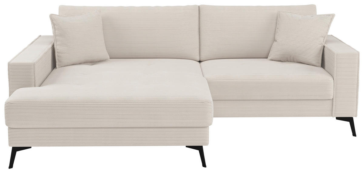 ECKSOFA TED Beige Cord Zierkissen  - Beige/Schwarz, Trend, Textil/Metall (174/228cm) - P & B