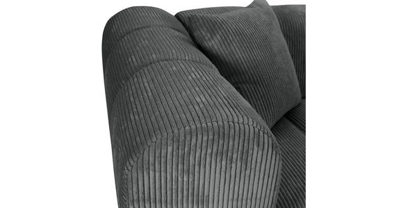 ECKSOFA Dunkelgrau Cord Zierkissen, Rücken echt  - Dunkelgrau/Schwarz, KONVENTIONELL, Kunststoff/Textil (250/162cm) - Carryhome