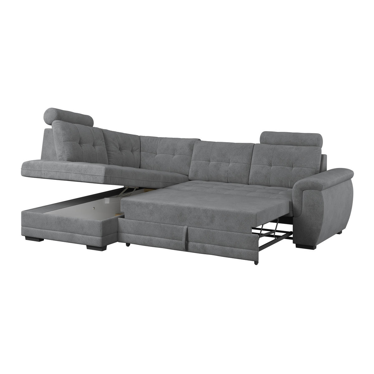 ECKSOFA  Mikrofaser, Struktur Anthrazit  - Anthrazit/Schwarz, Konventionell, Kunststoff/Textil (183/251cm) - MID.YOU