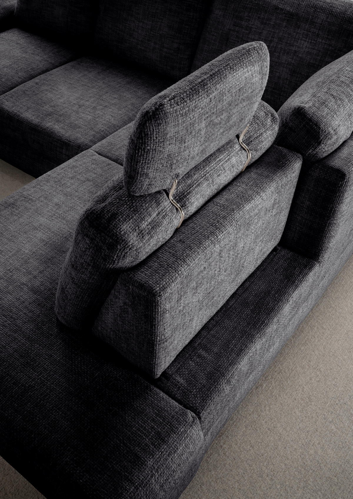 ECKSCHLAFSOFA Struktur Schwarz  - Wildeiche/Schwarz, MODERN, Holz/Textil (265/206cm) - Livetastic