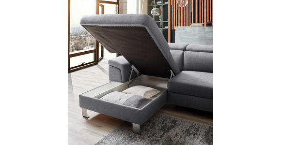 ECKSOFA  in Webstoff Hellgrau  167/250 cm  - Silberfarben/Hellgrau, Design, Textil/Metall (167/250cm) - Xora