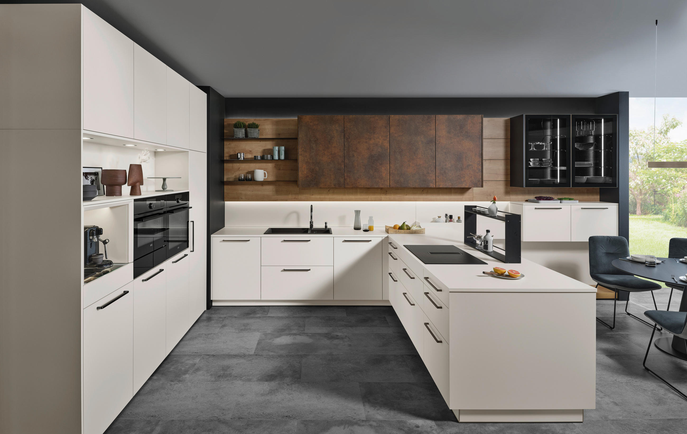 EINBAUKÜCHE   - Weiß, Design, Holzwerkstoff - EWE