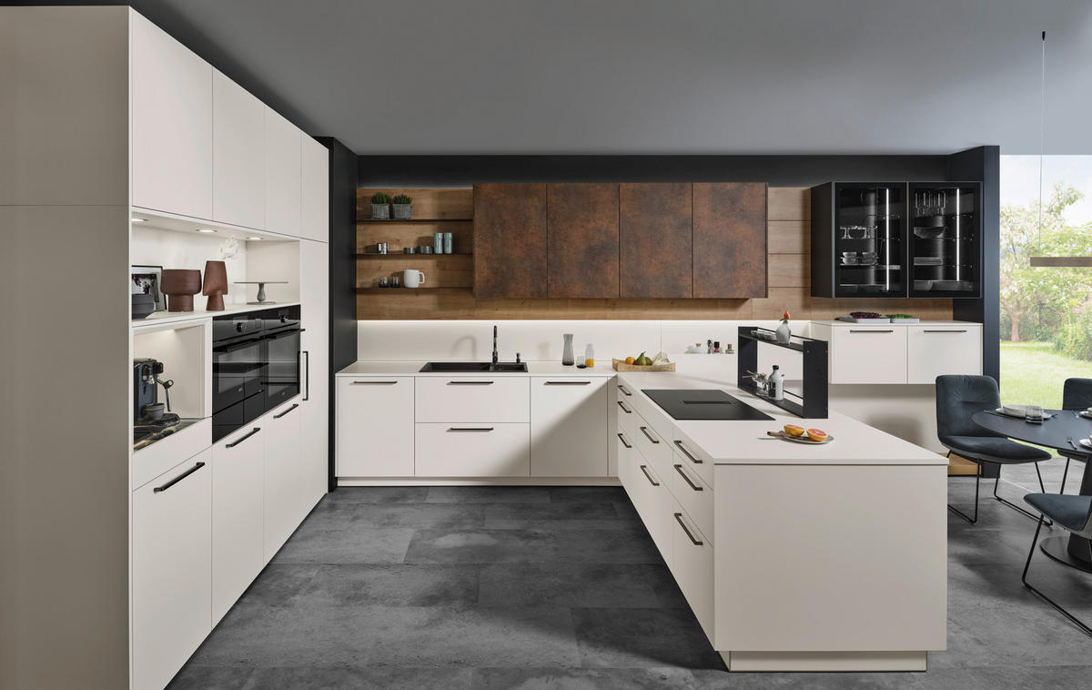 EINBAUKÜCHE   - Weiß, Design, Holzwerkstoff - EWE