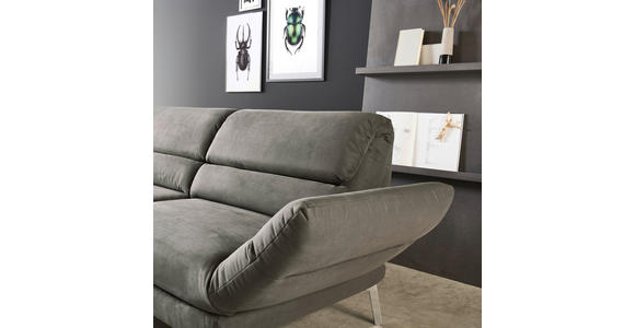 ECKSOFA Graphitfarben Mikrofaser  - Chromfarben/Graphitfarben, Design, Textil/Metall (273-327/176-217cm) - Dieter Knoll