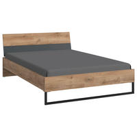 BETT 140/200 cm  in Graphitfarben, Plankeneiche  - Plankeneiche/Graphitfarben, Design, Metall (140/200cm) - Boxxx