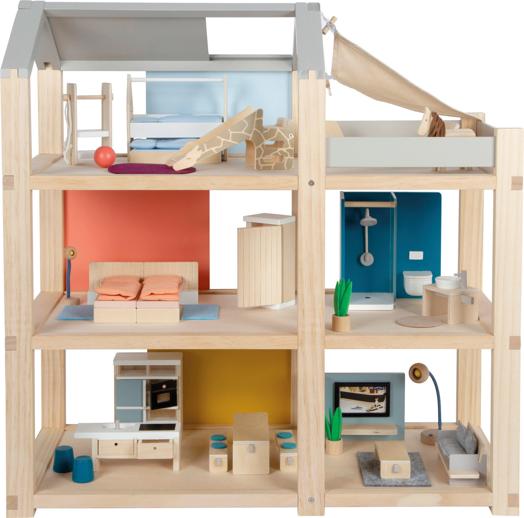 PUPPENHAUS - Multicolor, Basics, Holz (67/67/30cm) - small foot