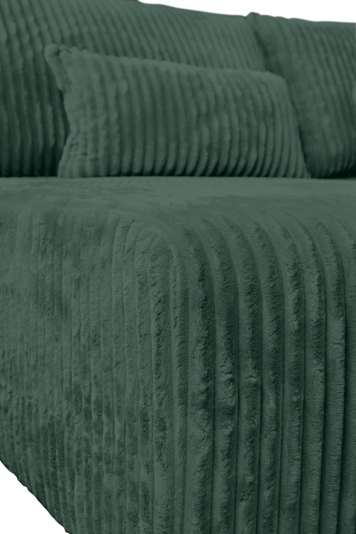 ECKSOFA in Cord Dunkelgrün  - Dunkelgrün/Schwarz, Modern, Holz/Textil (145/210cm) - MID.YOU
