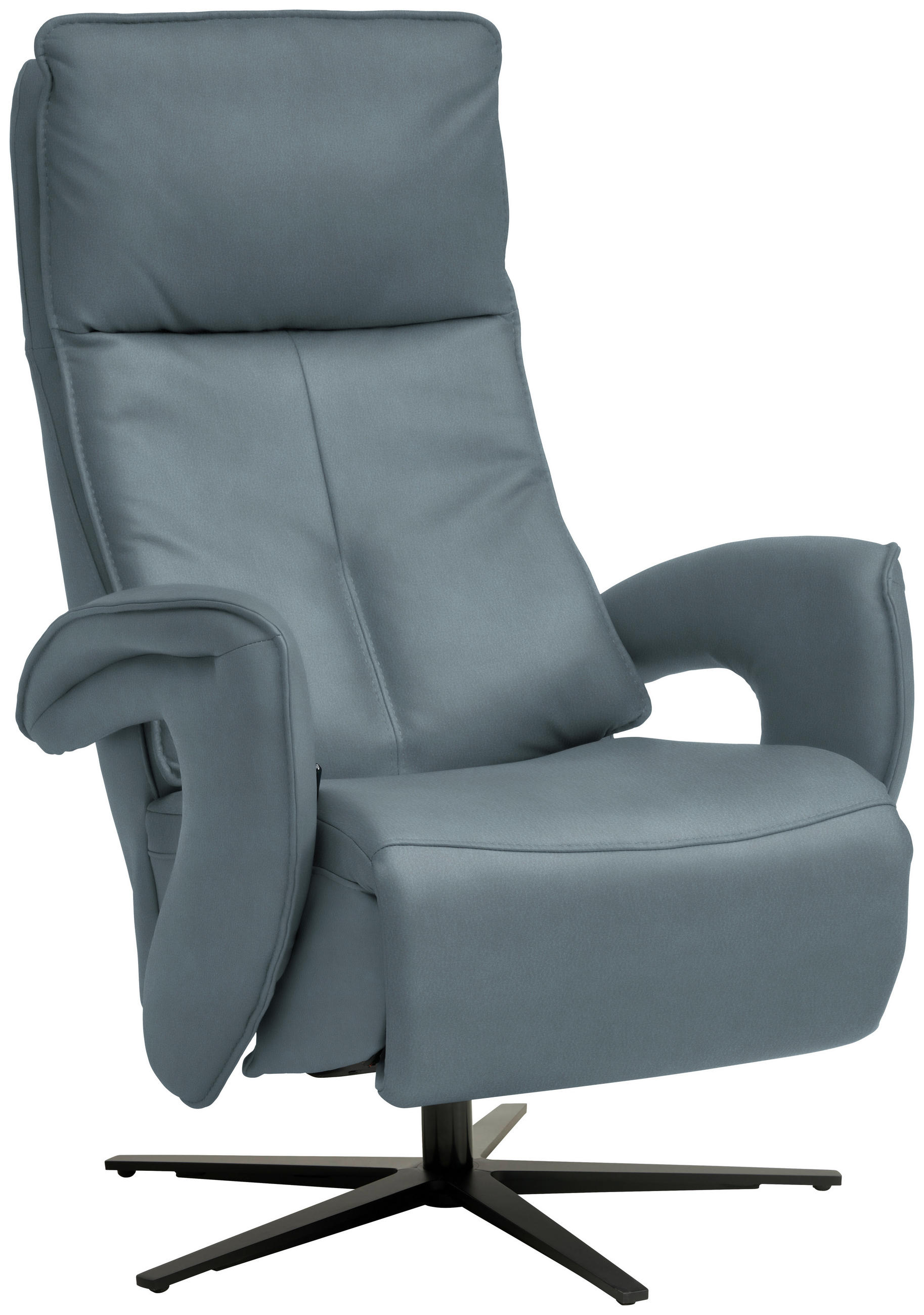 RELAXSESSEL in Leder Blaugrau  - Blaugrau/Schwarz, Design, Leder/Metall (77/119/87cm) - Valdera