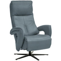 RELAXSESSEL in Leder Blaugrau  - Blaugrau/Schwarz, Design, Leder/Metall (77/119/87cm) - Valdera