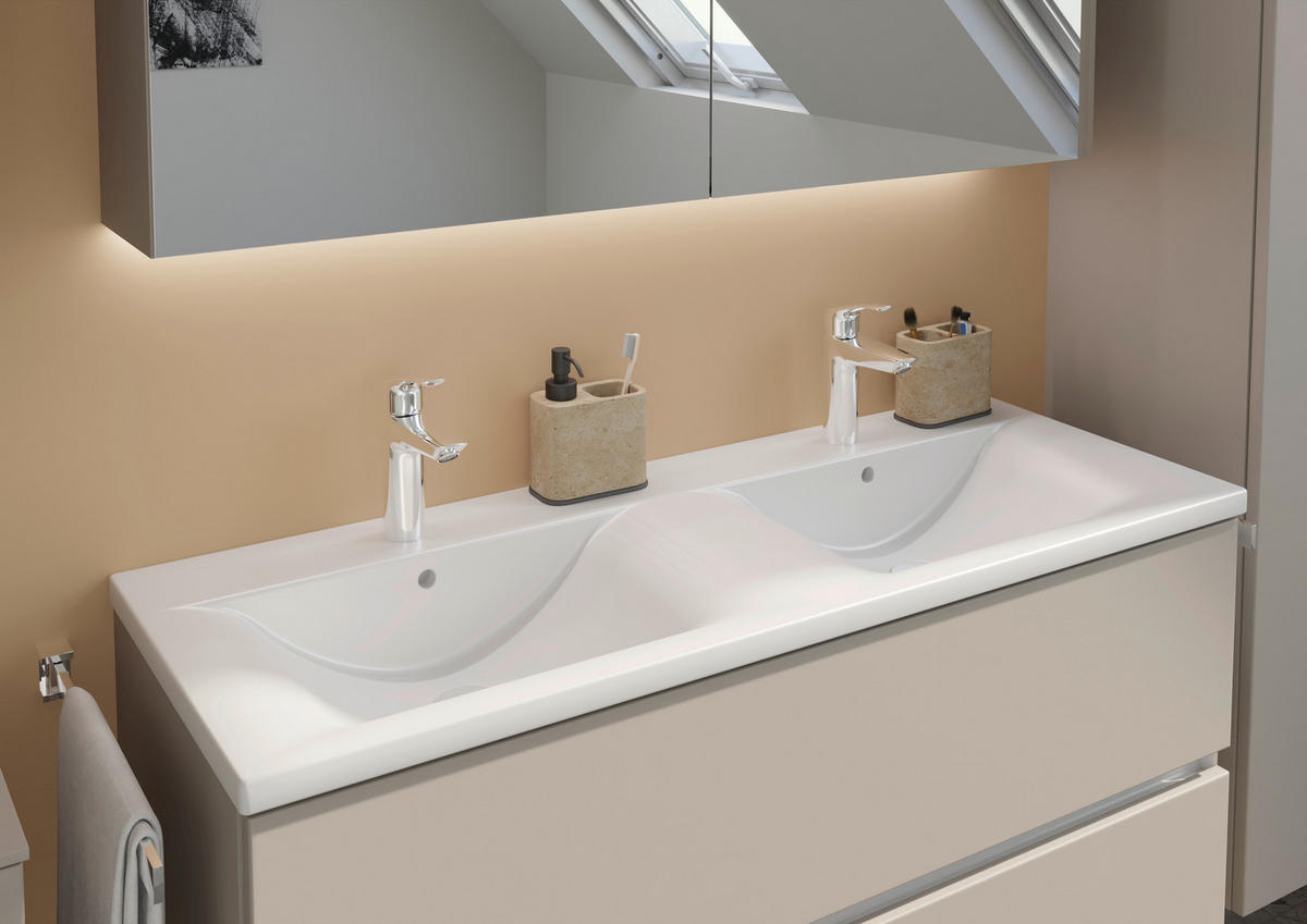 WASCHTISCHKOMBI 121 cm  - Beigebraun/Weiß, MODERN, Keramik/Holzwerkstoff (121cm) - Celina Home