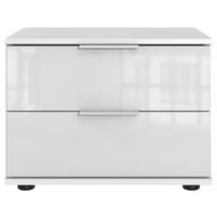 NACHTSCHRANK 52/40/38 cm, Weiß,  - Silberfarben/Schwarz, KONVENTIONELL, Glas/Holzwerkstoff (52/40/38cm) - Boxxx