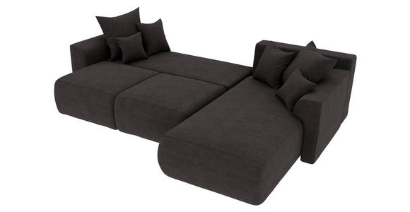 ECKSOFA Dunkelbraun Lederlook  - Chromfarben/Dunkelbraun, KONVENTIONELL, Kunststoff/Textil (293/195cm) - Carryhome