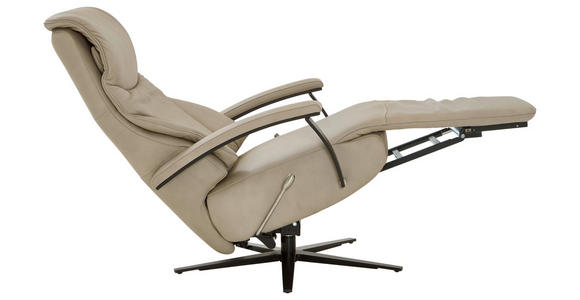 RELAXSESSEL Echtleder Relaxfunktion, Kopfteilverstellung, Nackenkissen    - Beige/Schwarz, Design, Leder/Metall (75/106/88cm) - Dieter Knoll