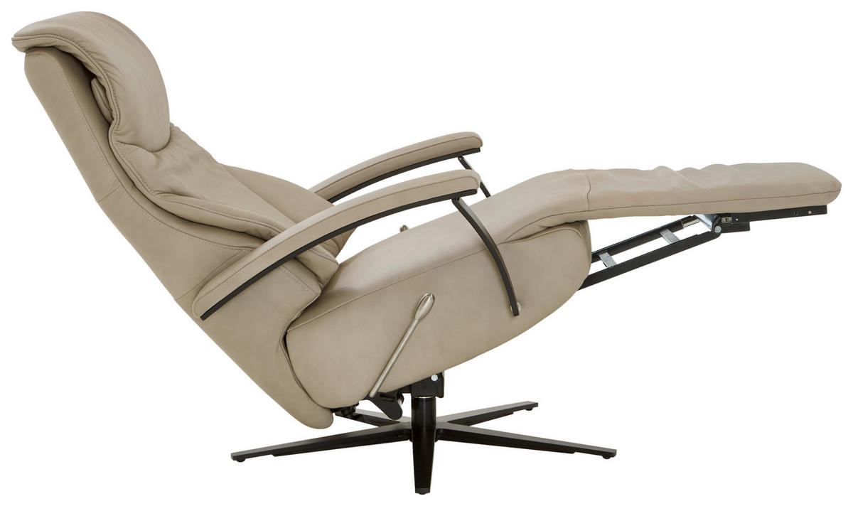 RELAXSESSEL in Leder Beige  - Beige/Schwarz, Design, Leder/Metall (75/106/88cm) - Dieter Knoll