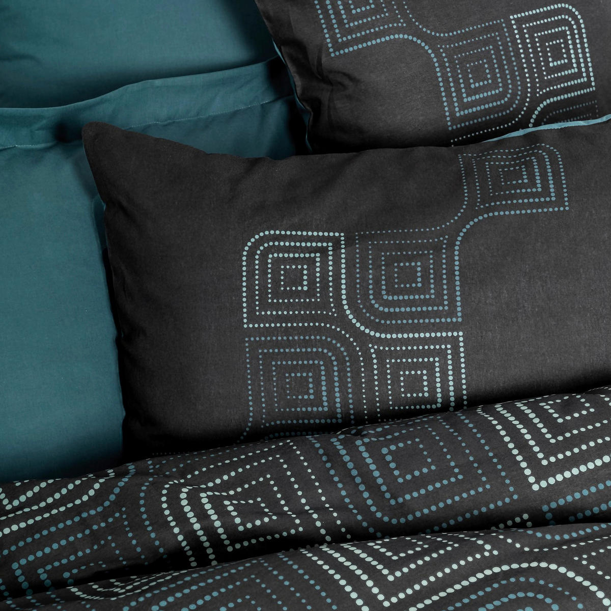 BETTWÄSCHE 155/220 cm  - Multicolor/Petrol, Basics, Textil (155/220cm)