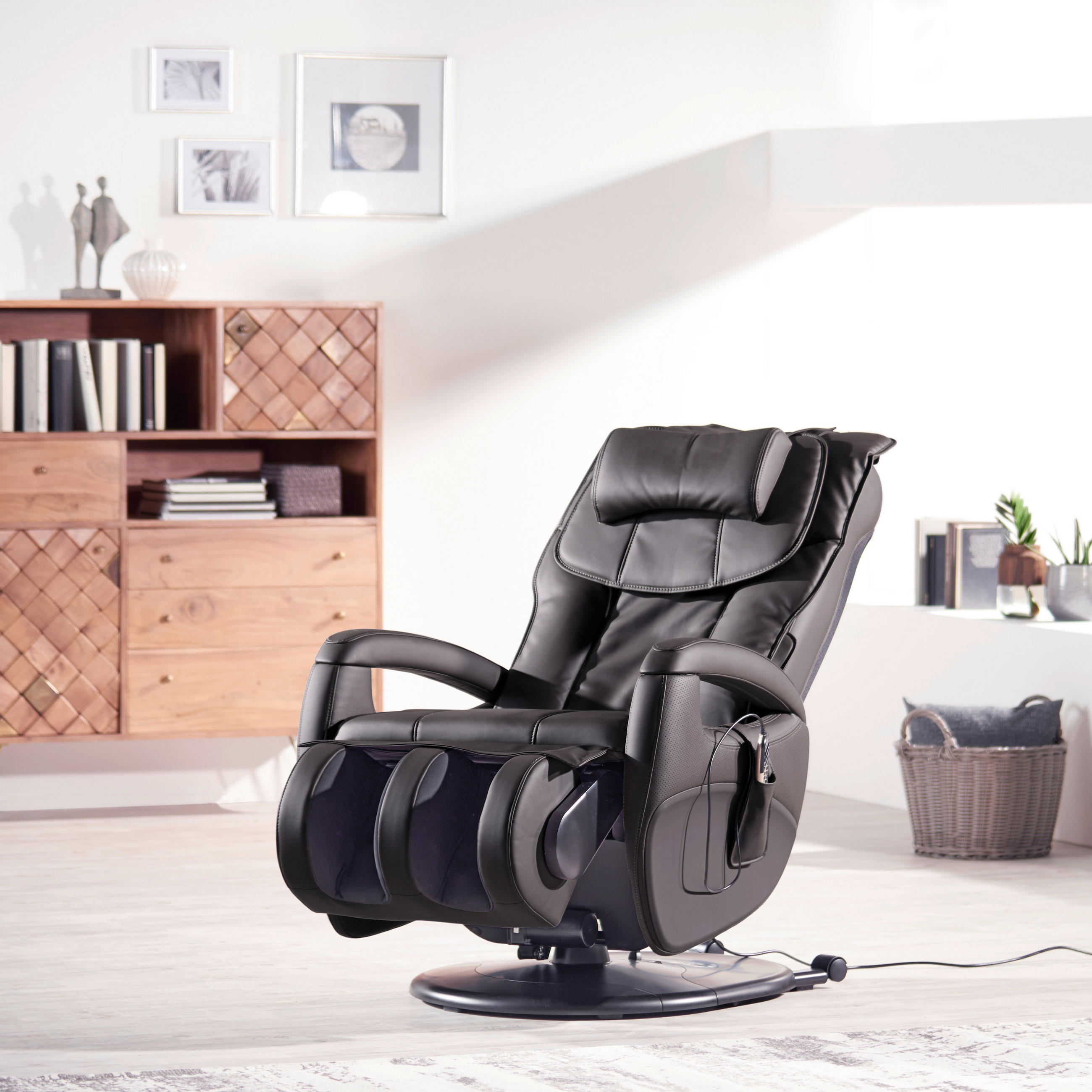 MASSAGESESSEL Lederlook Grau, Schlammfarben    - Schlammfarben/Grau, Design, Textil (80/117/114cm) - Cantus