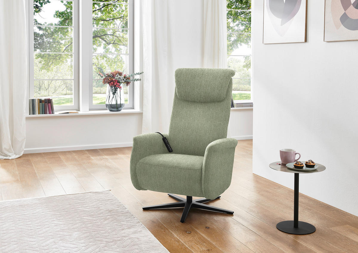 RELAXSESSEL in Textil Olivgrün  - Schwarz/Olivgrün, Design, Textil/Metall (77/115/89cm) - Pure Home Comfort