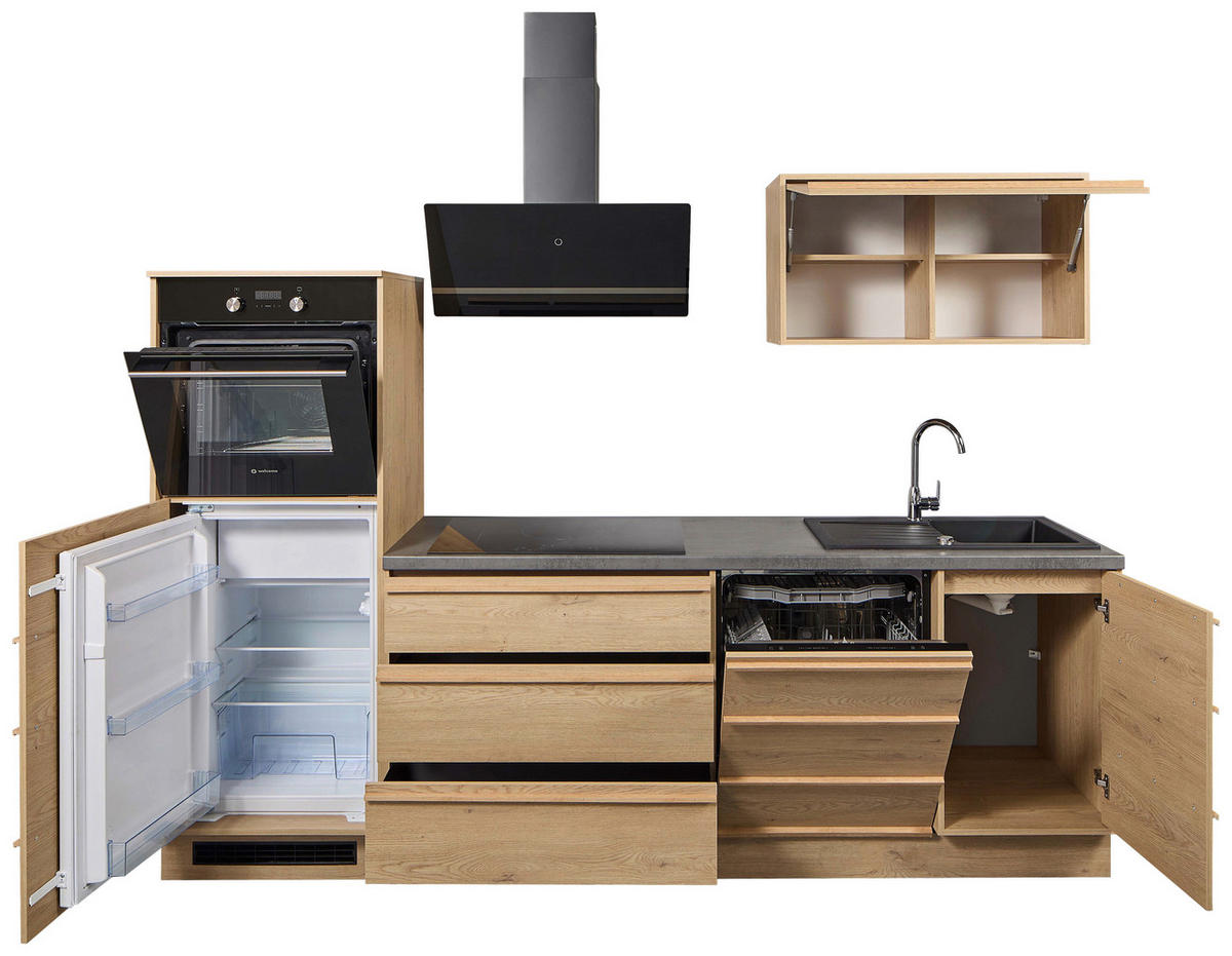 KÜCHENBLOCK 264 cm   in Eichefarben  - Eichefarben/Anthrazit, Trend, Holzwerkstoff/Kunststoff (264cm) - P & B