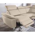 ECKSOFA in Flachgewebe, Mikrofaser Beige  - Beige/Alufarben, Design, Textil/Metall (271/242cm) - Cantus