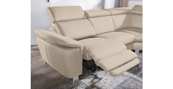 ECKSOFA in Flachgewebe, Mikrofaser Beige  - Beige/Alufarben, Design, Textil/Metall (271/242cm) - Cantus