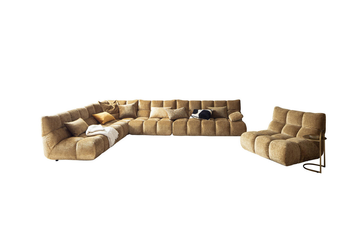 ECKSOFA Goldfarben Chenille  - Goldfarben/Schwarz, MODERN, Kunststoff/Textil (288/395cm) - Pure Home Lifestyle