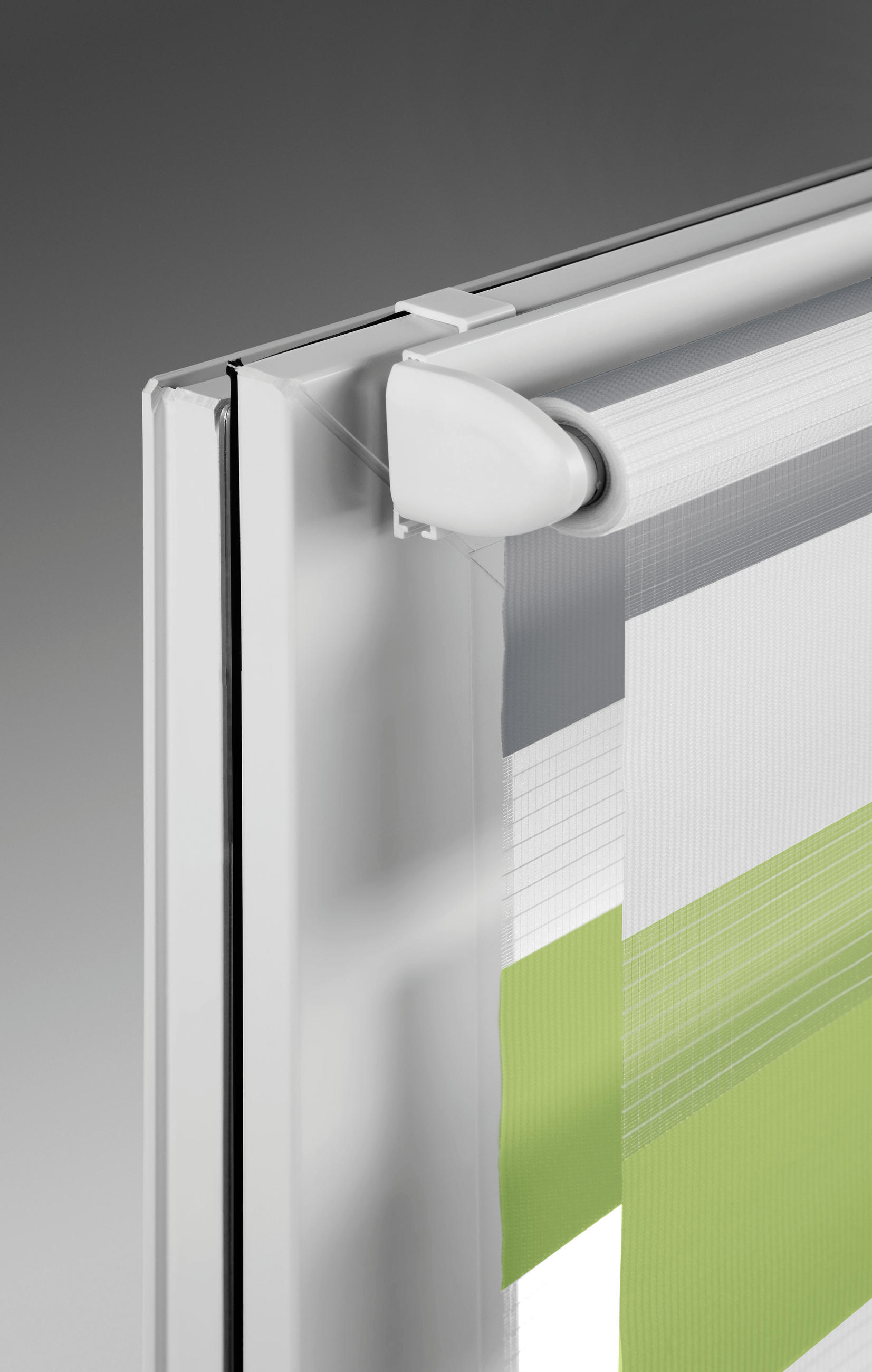 Thumbnail - Doppelrollo, Grau, Grün, Weiß, Textil, Streifen, 100x160 cm, Länge universell einstellbar, Wohntextilien, Rollos & Jalou...