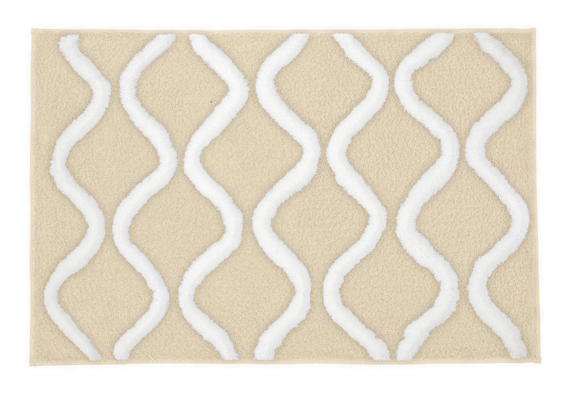 FÜRDŐSZOBASZŐNYEG  60/90 cm  fehér, bézs   - bézs/fehér, Basics, műanyag/textil (60/90cm) - Kleine Wolke