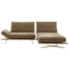 ECKSOFA in Mikrofaser Hellbraun  - Hellbraun/Edelstahlfarben, Natur, Holz/Textil (275/157cm) - Ambiente
