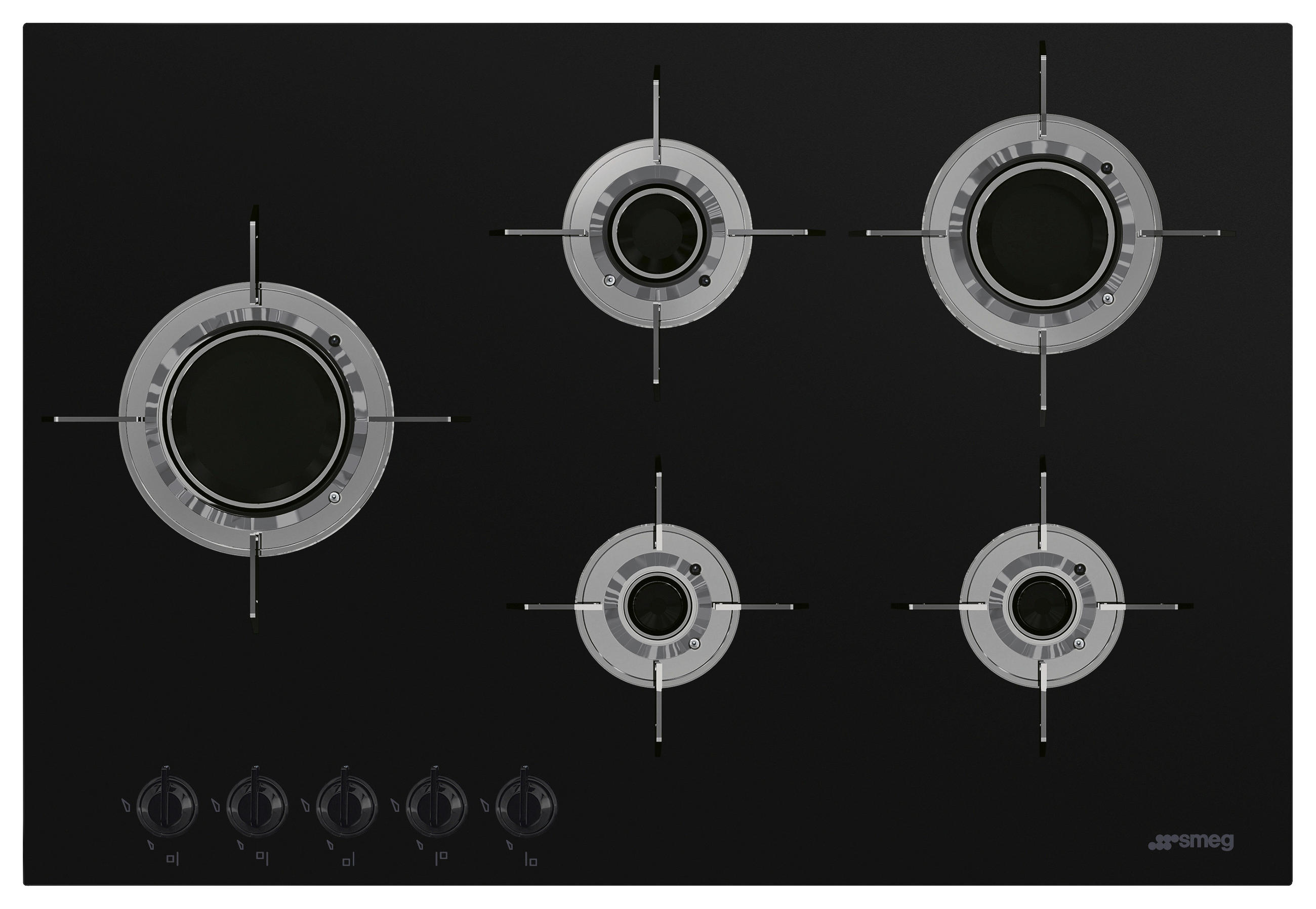 GASKOCHFELD PVL675LCN  - Schwarz, Basics, Glas/Metall (75/92/51cm) - SMEG