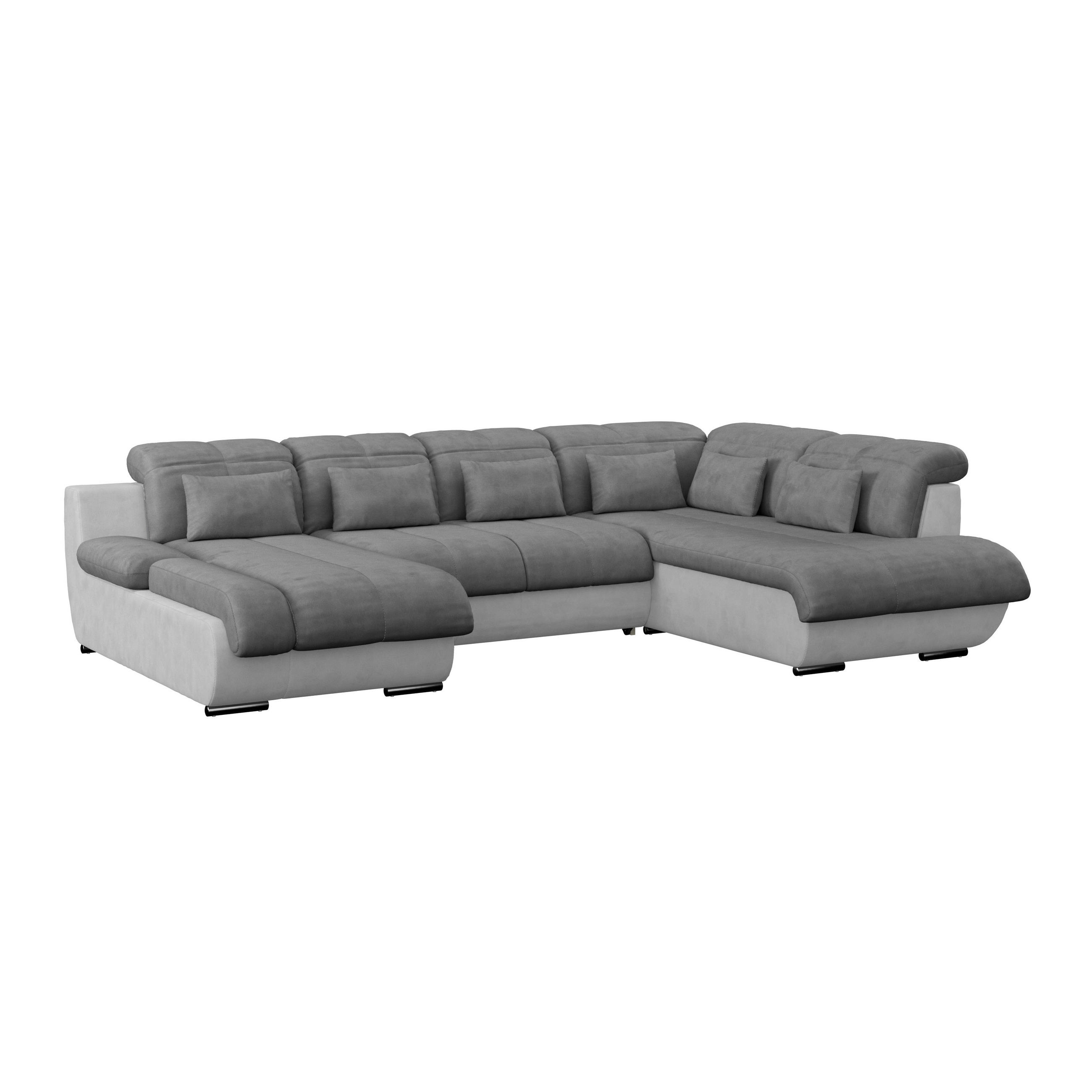 WOHNLANDSCHAFT Hellgrau, Dunkelgrau Mikrofaser  - Chromfarben/Dunkelgrau, MODERN, Textil/Metall (184/345/228cm) - MID.YOU