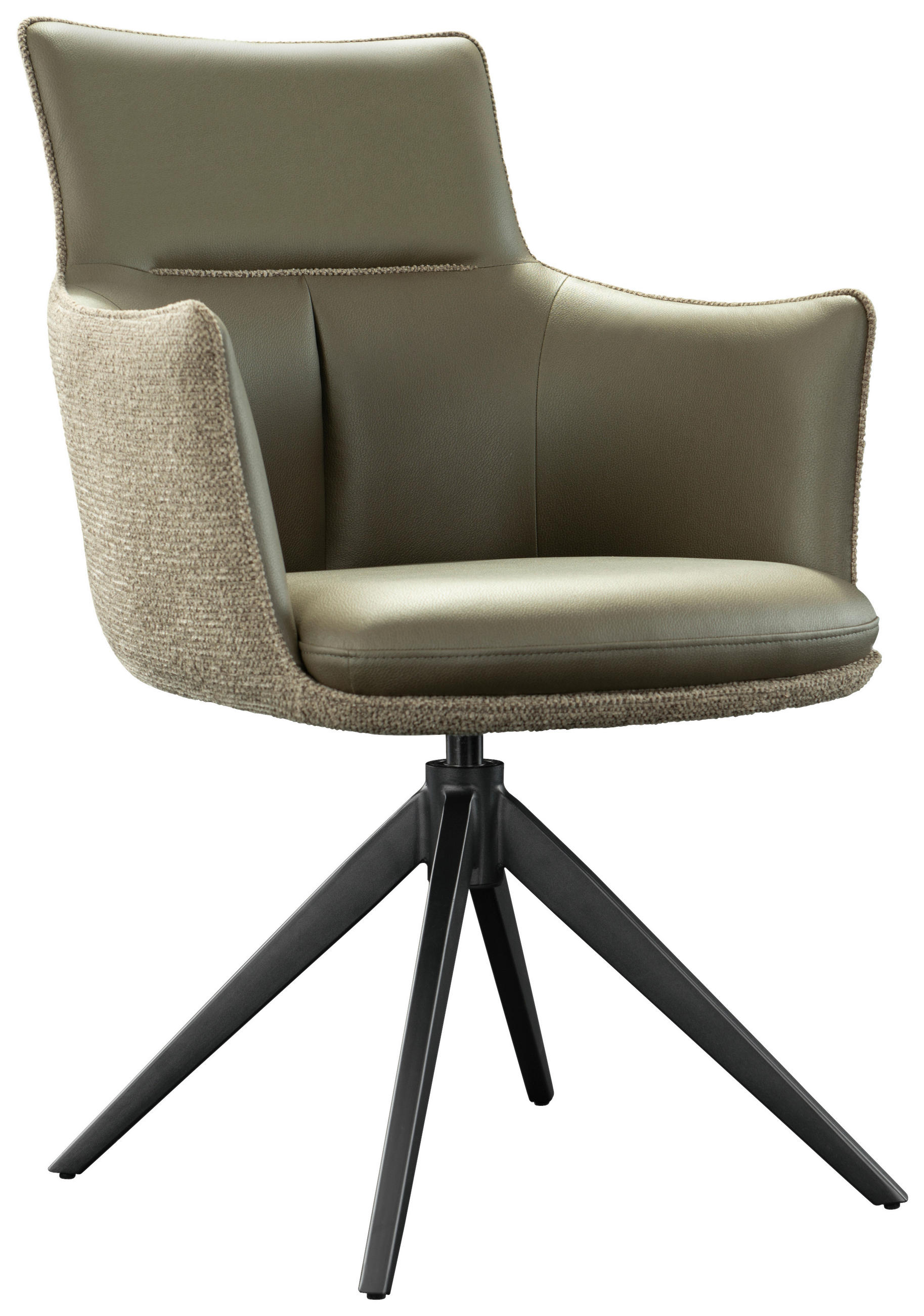 STOL MED ARMSTÖD järn mikrofiber, flatväv  - olivgrön/svart, Design, metall/trä (61/88/60cm) - Hom`in