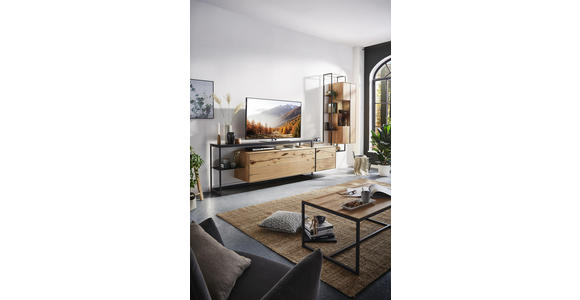 LOWBOARD 246/78/50 cm - Eichefarben/Schwarz, MODERN, Glas/Holz (246/78/50cm) - Valnatura